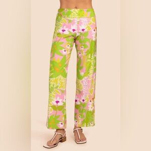 Trina Turk La Palma Pink and Green Floral Pants NWT
